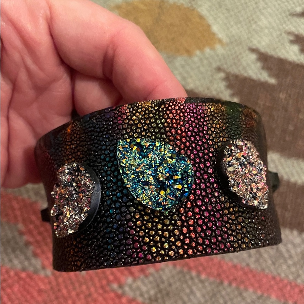 Colorful Druzy Stone Cuff Bracelet